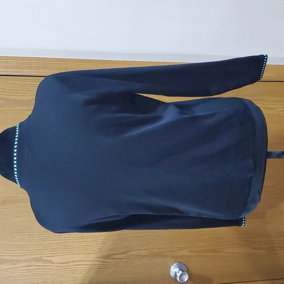 Ming wang open front blazer knit black and turquoise geometric - Picture 4 of 6